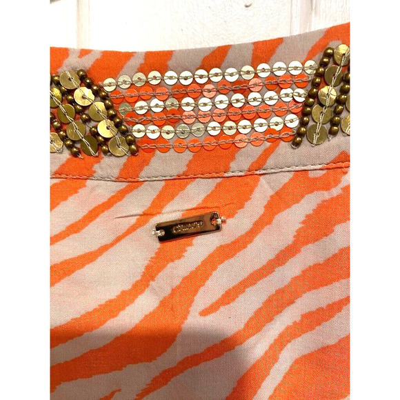 CHICO'S - embelished neck orange tunic zebra craze women's size 3 (large) - Picture 7 of 9
